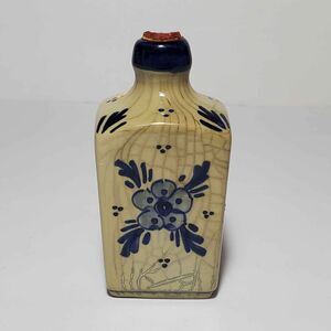Delft Small Bottle with Cork Blue Floral Windmill